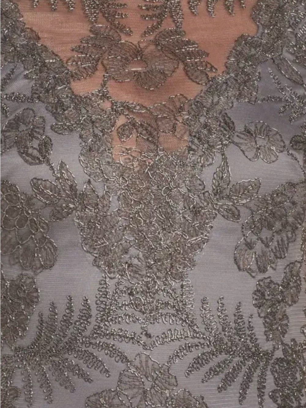 Tadashi Shoji Pemba Lace Sheath Dress | Metallic Smoke Embroidered Illusion Dres - Picture 13 of 13